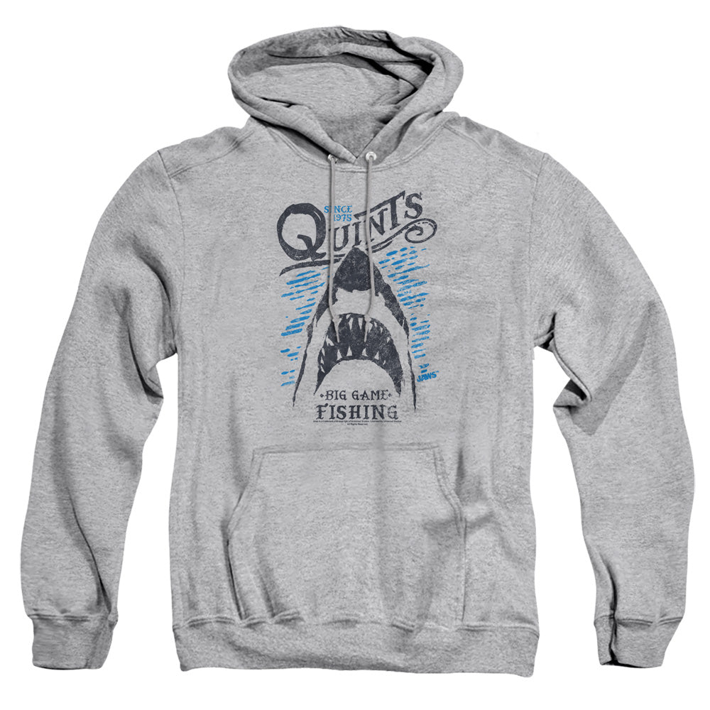 AN OFFCIALLY LICENSED JAWS BIG GAME FISHING ADULT UNISEX PULLOVER HOODIE ATHLETIC HEATHER