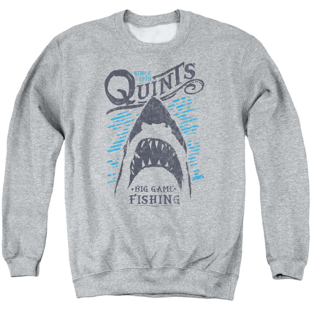 AN OFFCIALLY LICENSED JAWS BIG GAME FISHING ADULT UNISEX CREWNECK SWEATSHIRT ATHLETIC HEATHER