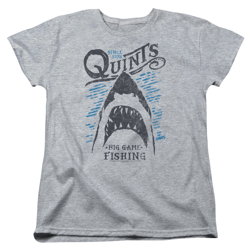 AN OFFCIALLY LICENSED JAWS BIG GAME FISHING WOMEN'S REGULAR FIT T-SHIRT ATHLETIC HEATHER