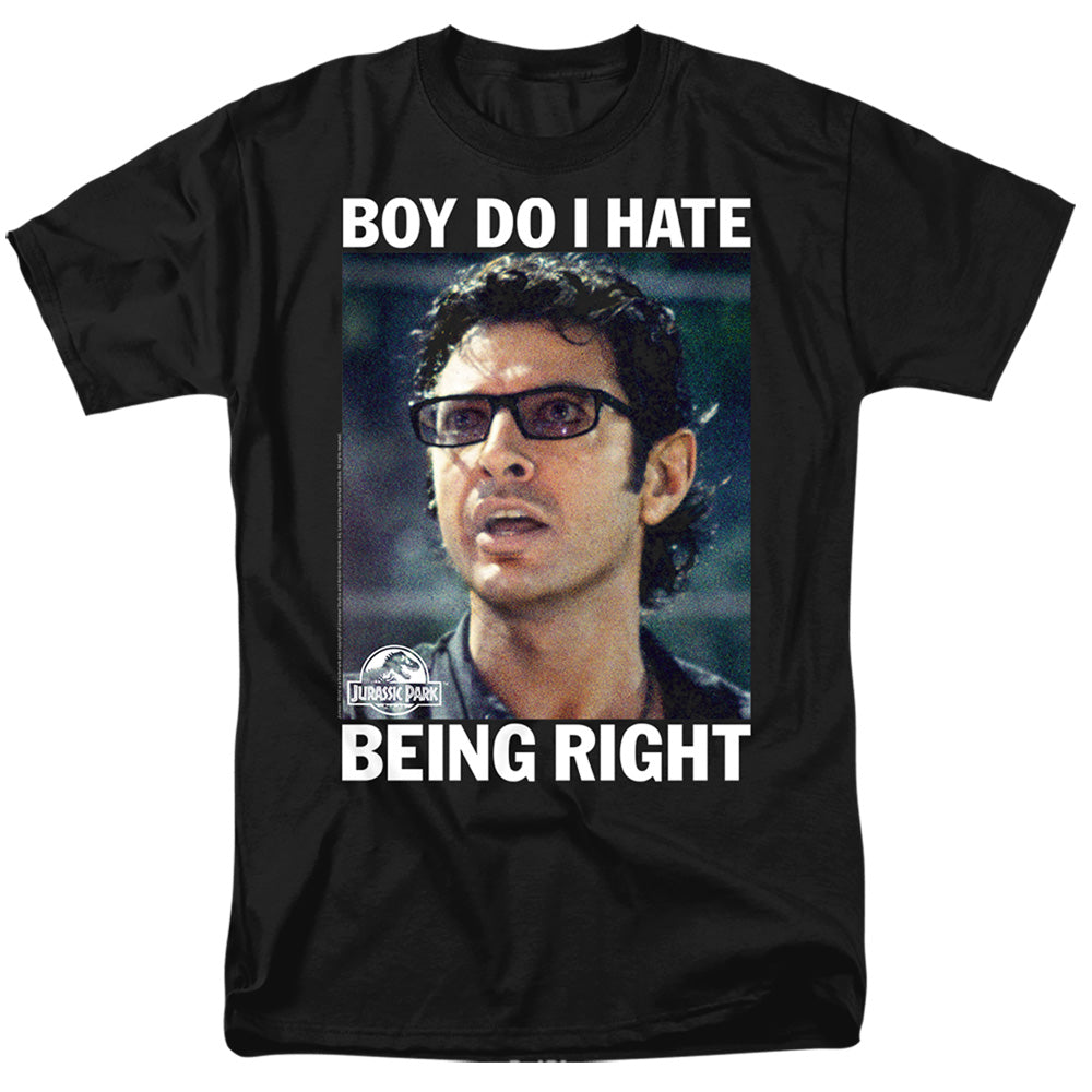 AN OFFCIALLY LICENSED JURASSIC PARK IAN MALCOLM BEING RIGHT MEN'S REGULAR FIT T-SHIRT BLACK