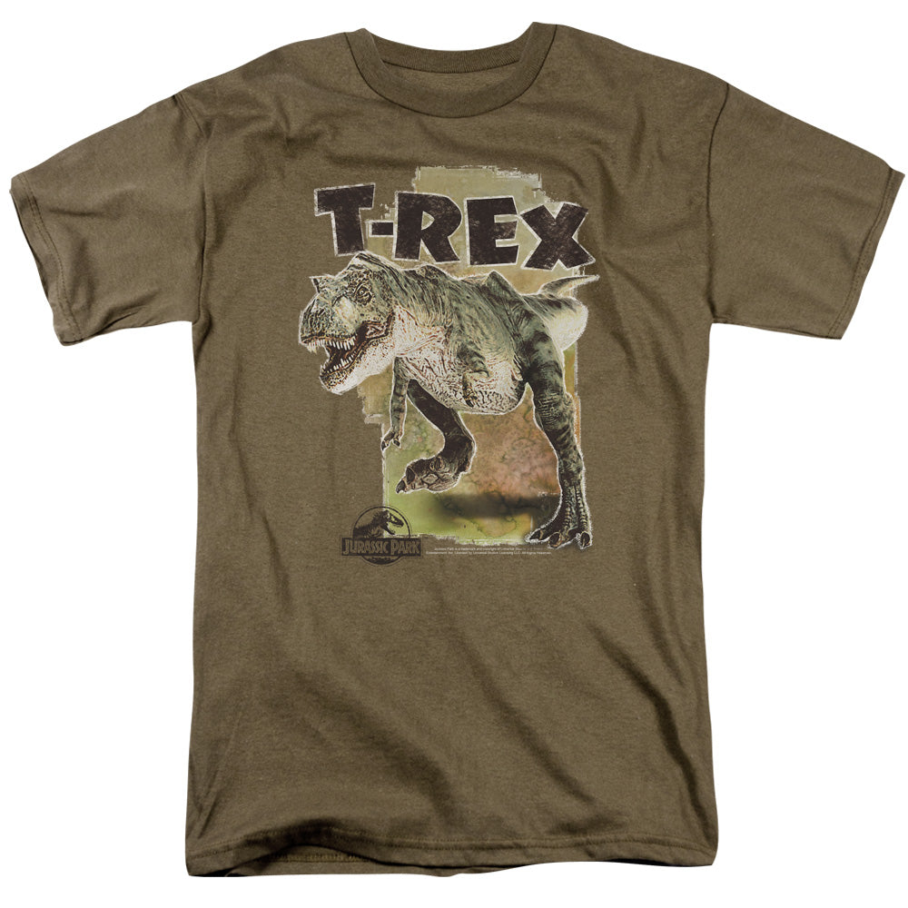 AN OFFCIALLY LICENSED JURASSIC PARK T REX MEN'S REGULAR FIT T-SHIRT SAFARI GREEN