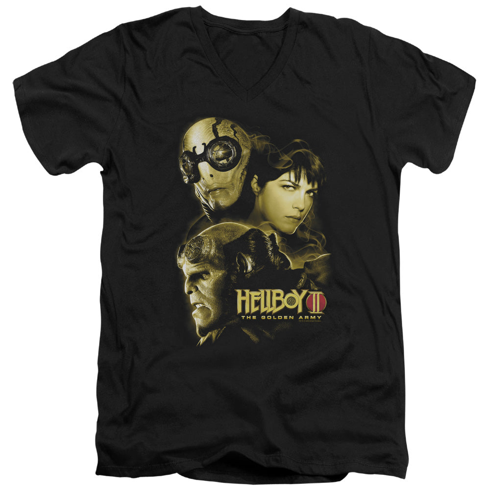 AN OFFCIALLY LICENSED HELLBOY II UNGODLY CREATURES MEN'S V-NECK T-SHIRT BLACK