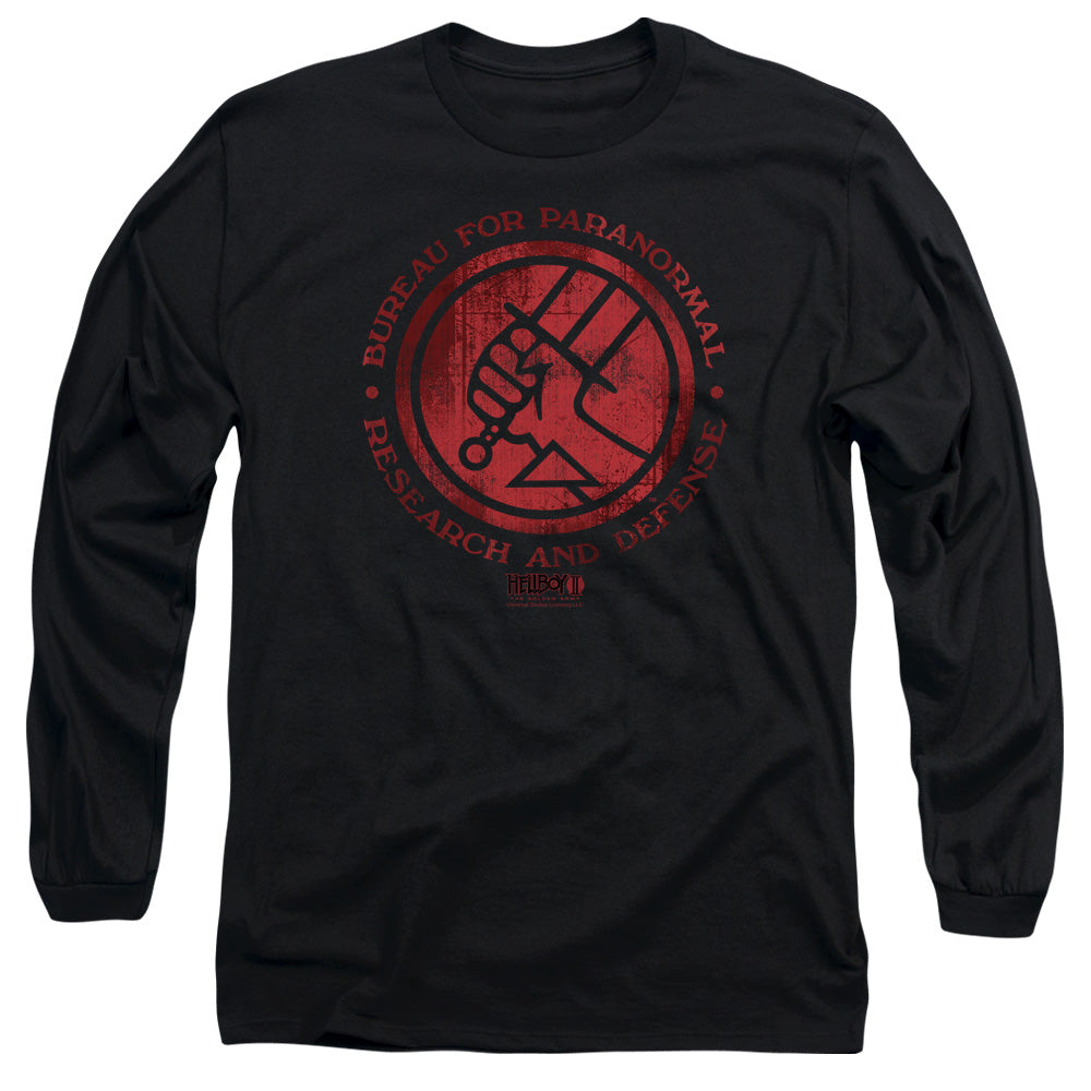 AN OFFCIALLY LICENSED HELLBOY II BPRD LOGO MEN'S LONG SLEEVE T-SHIRT BLACK