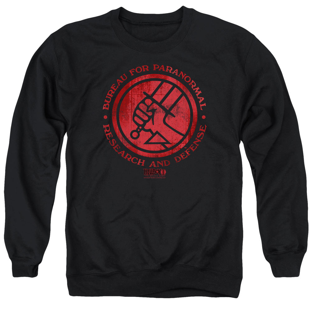 AN OFFCIALLY LICENSED HELLBOY II BPRD LOGO ADULT UNISEX CREWNECK SWEATSHIRT BLACK