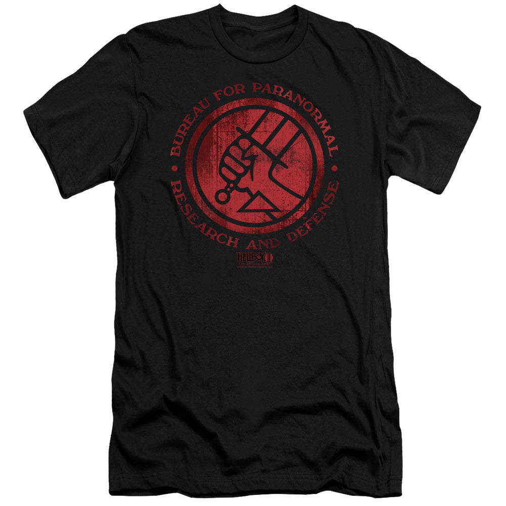 AN OFFCIALLY LICENSED HELLBOY II BPRD LOGO MEN'S PREMIUM SLIM FIT T-SHIRT BLACK