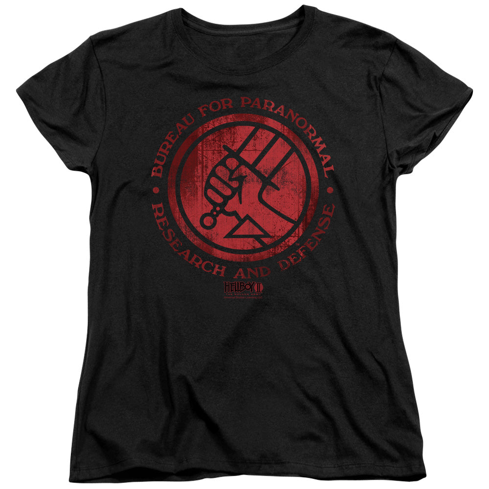 AN OFFCIALLY LICENSED HELLBOY II BPRD LOGO WOMEN'S REGULAR FIT T-SHIRT BLACK