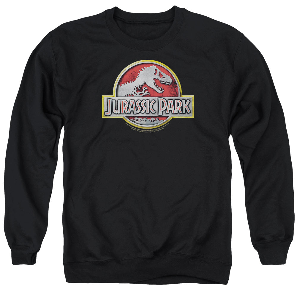 AN OFFCIALLY LICENSED JURASSIC PARK LOGO ADULT UNISEX CREWNECK SWEATSHIRT BLACK