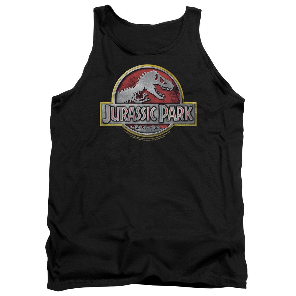 AN OFFCIALLY LICENSED JURASSIC PARK LOGO ADULT UNISEX TANK TOP BLACK