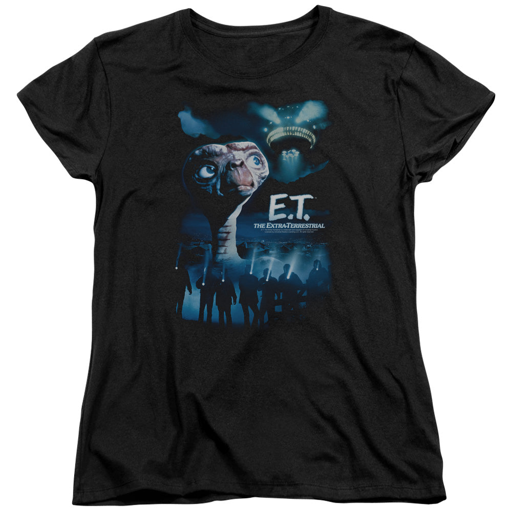 AN OFFCIALLY LICENSED ET GOING HOME WOMEN'S REGULAR FIT T-SHIRT BLACK