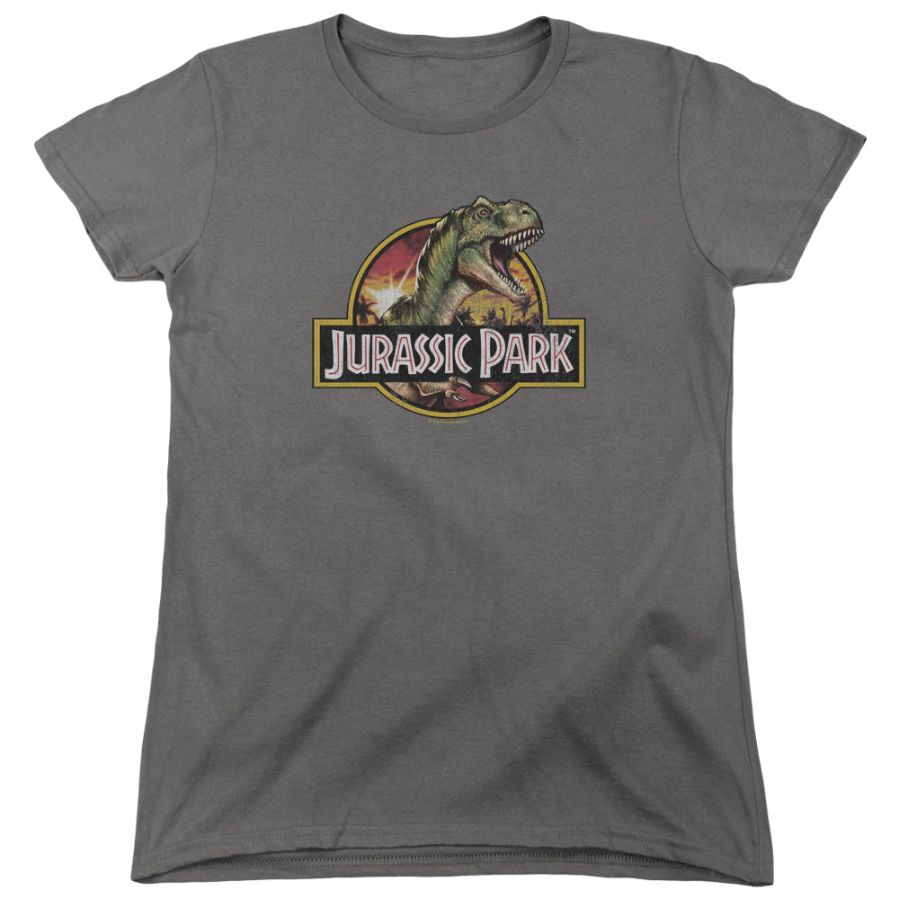 AN OFFCIALLY LICENSED JURASSIC PARK RETRO REX WOMEN'S REGULAR FIT T-SHIRT CHARCOAL