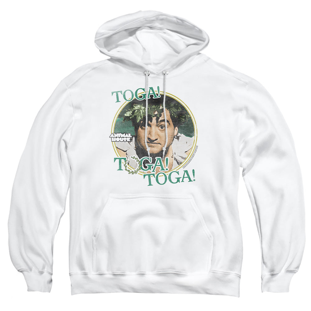 AN OFFCIALLY LICENSED ANIMAL HOUSE TOGA ADULT UNISEX PULLOVER HOODIE WHITE