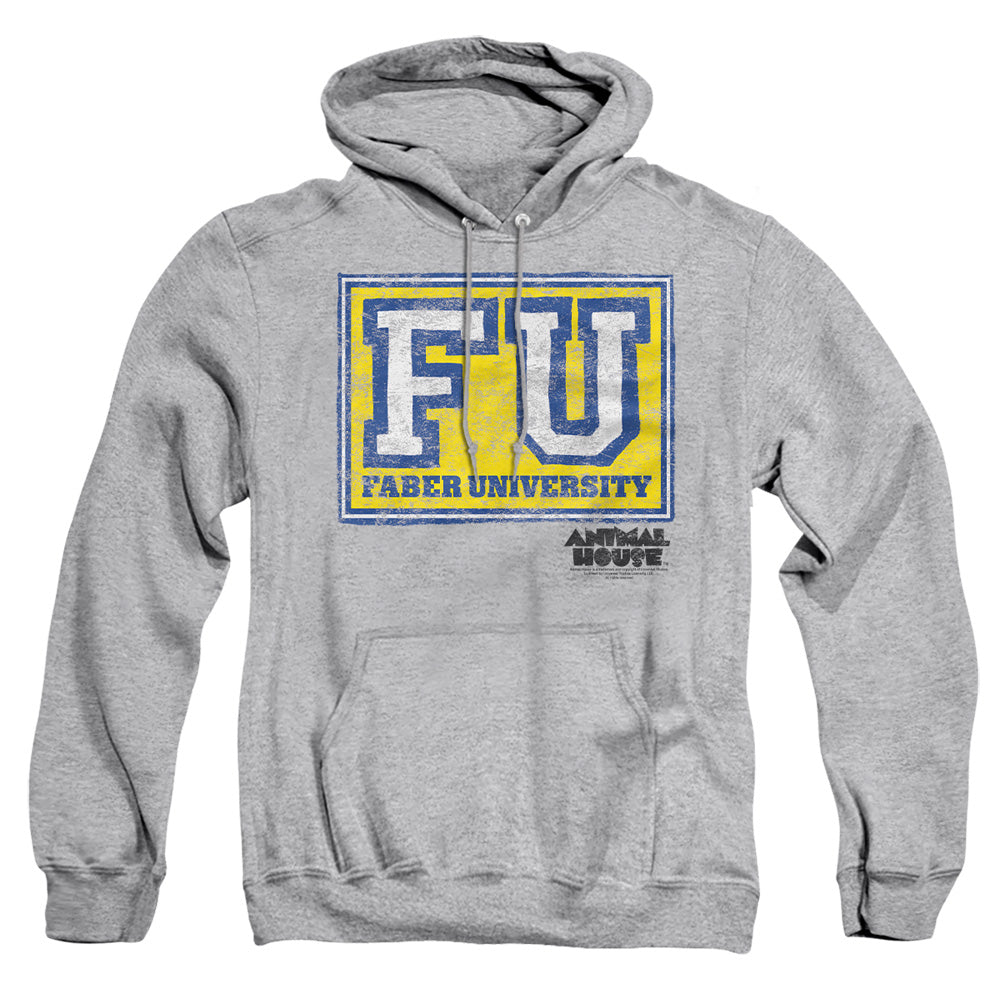 AN OFFCIALLY LICENSED ANIMAL HOUSE FABER UNIVERSITY ADULT UNISEX PULLOVER HOODIE ATHLETIC HEATHER