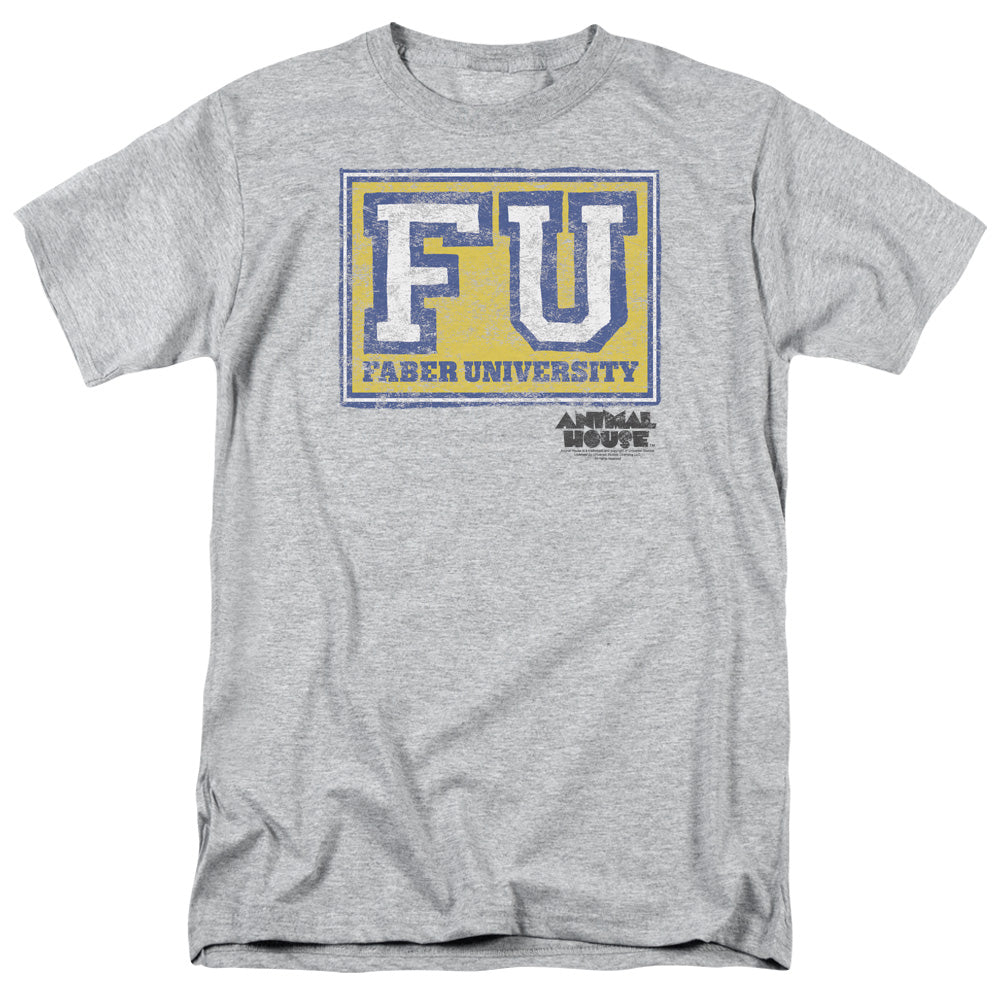 AN OFFCIALLY LICENSED ANIMAL HOUSE FABER UNIVERSITY MEN'S REGULAR FIT T-SHIRT ATHLETIC HEATHER