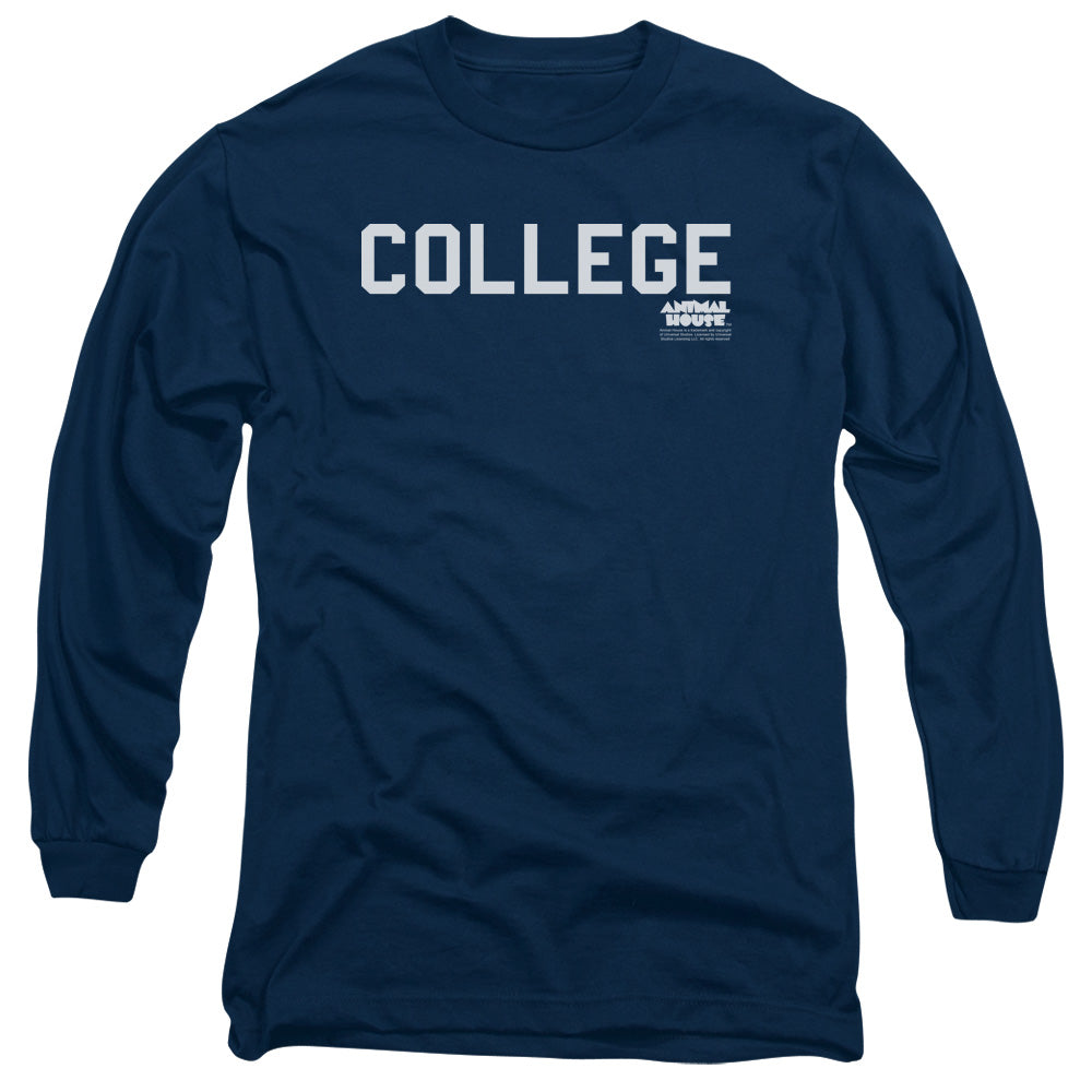 AN OFFCIALLY LICENSED ANIMAL HOUSE COLLEGE MEN'S LONG SLEEVE T-SHIRT NAVY