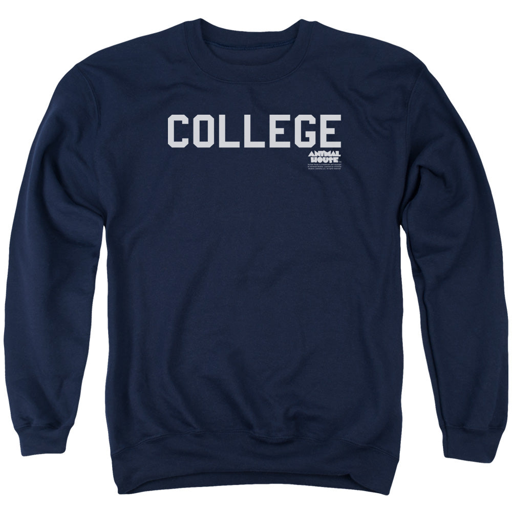 AN OFFCIALLY LICENSED ANIMAL HOUSE COLLEGE ADULT UNISEX CREWNECK SWEATSHIRT NAVY