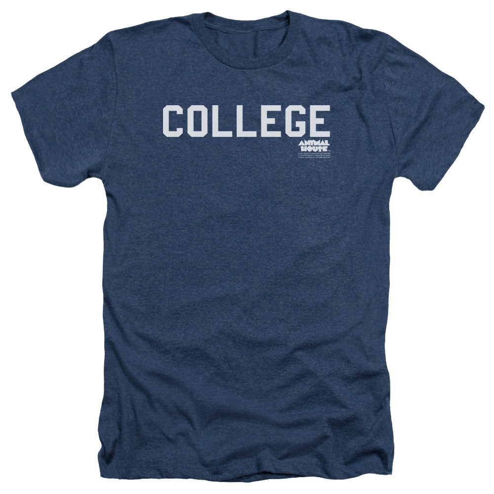 AN OFFCIALLY LICENSED ANIMAL HOUSE COLLEGE MEN'S HEATHER T-SHIRT NAVY