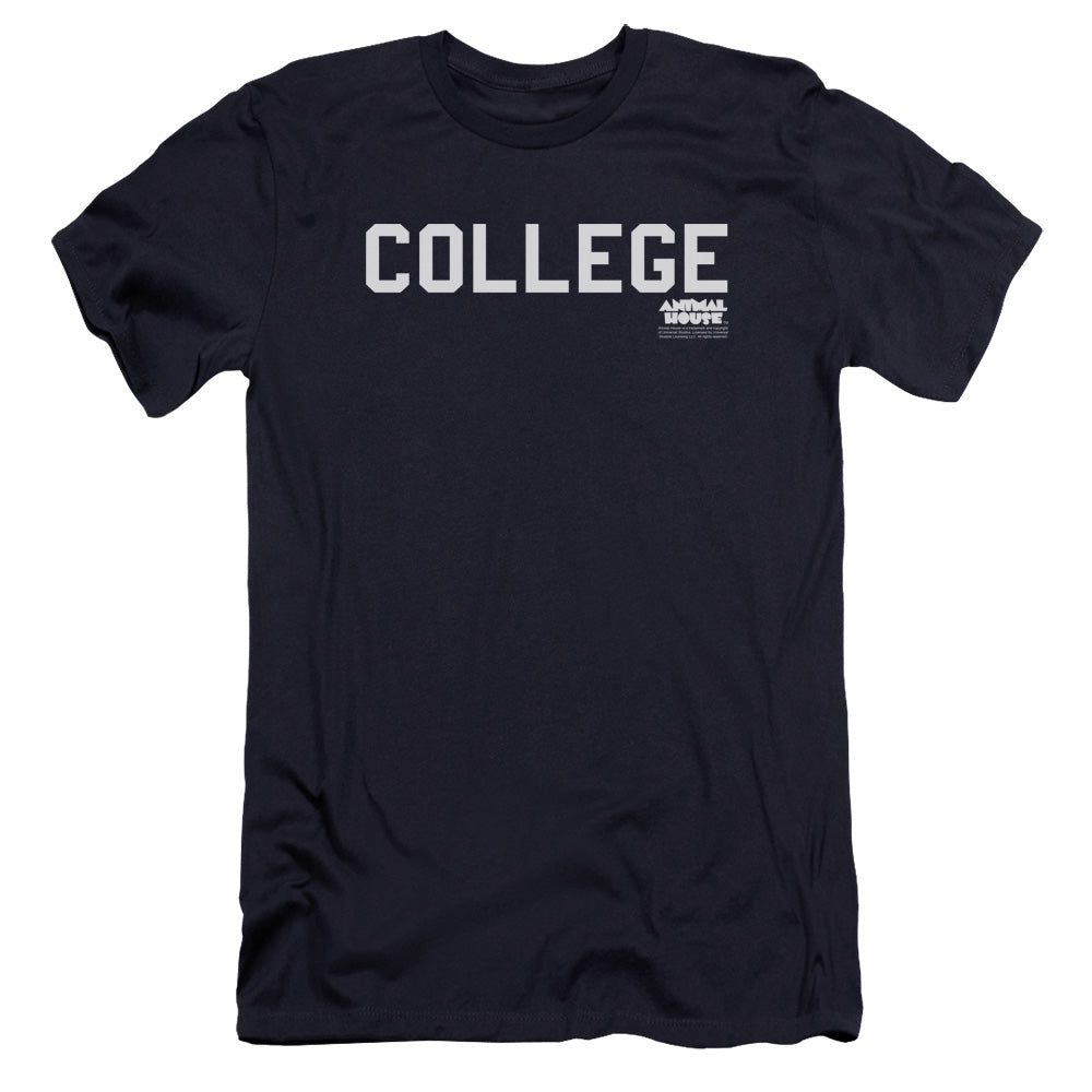AN OFFCIALLY LICENSED ANIMAL HOUSE COLLEGE MEN'S PREMIUM SLIM FIT T-SHIRT NAVY