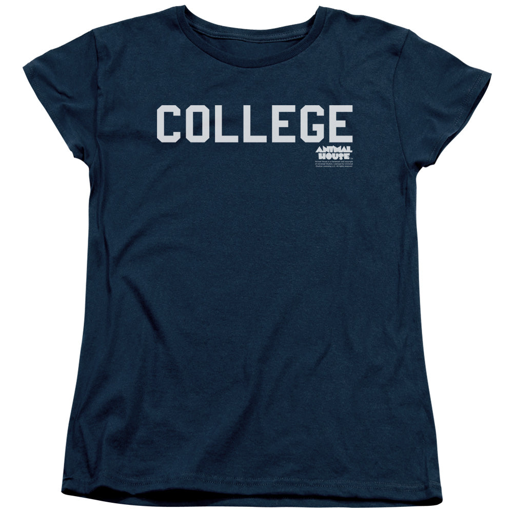 AN OFFCIALLY LICENSED ANIMAL HOUSE COLLEGE WOMEN'S REGULAR FIT T-SHIRT NAVY
