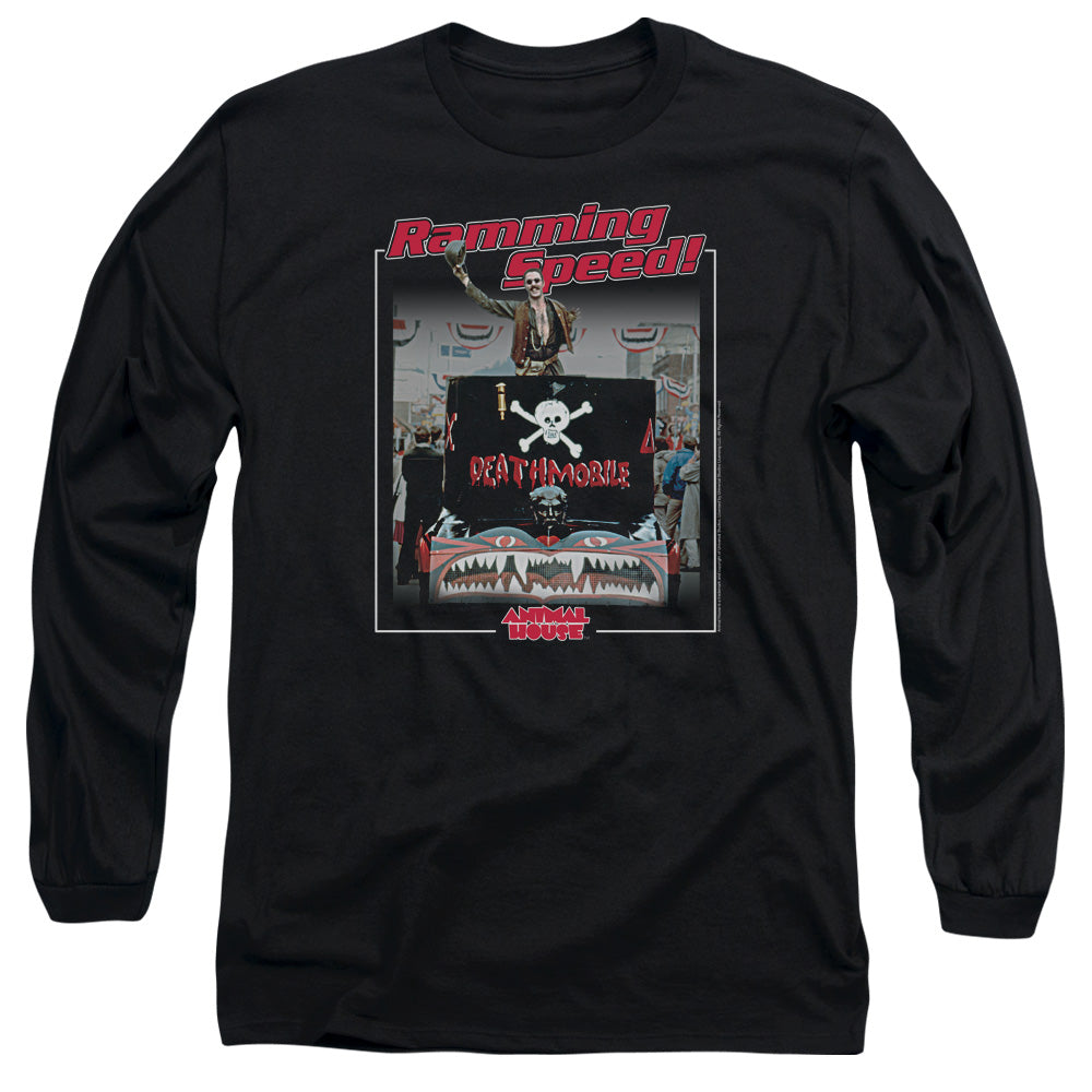 AN OFFCIALLY LICENSED ANIMAL HOUSE RAMMING SPEED MEN'S LONG SLEEVE T-SHIRT NAVY