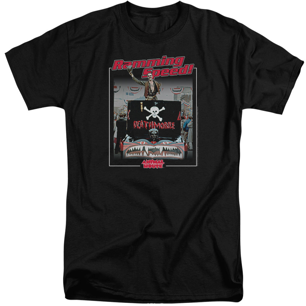 AN OFFCIALLY LICENSED ANIMAL HOUSE RAMMING SPEED MEN'S TALL FIT T-SHIRT BLACK