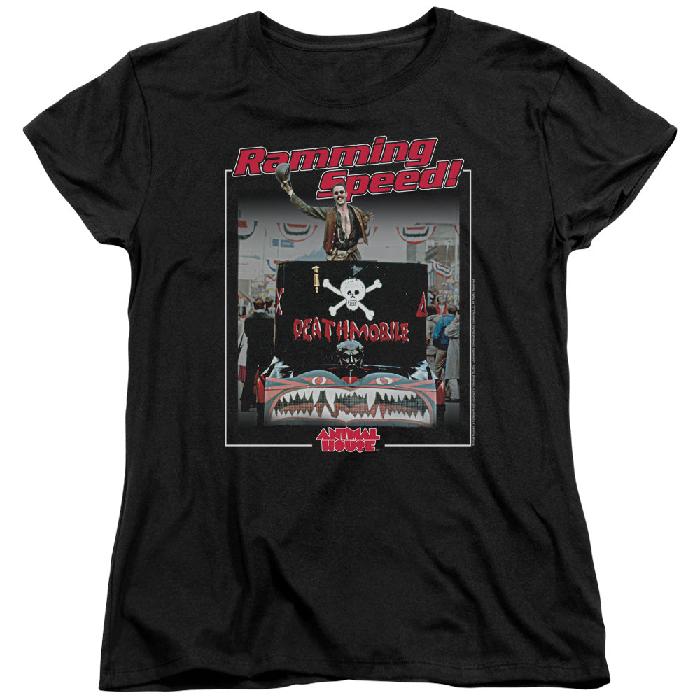 AN OFFCIALLY LICENSED ANIMAL HOUSE RAMMING SPEED WOMEN'S REGULAR FIT T-SHIRT NAVY