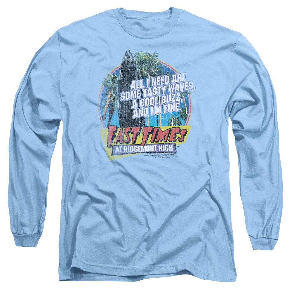 AN OFFCIALLY LICENSED FAST TIMES RIDGEMONT HIGH TASTY WAVES MEN'S LONG SLEEVE T-SHIRT CAROLINA BLUE