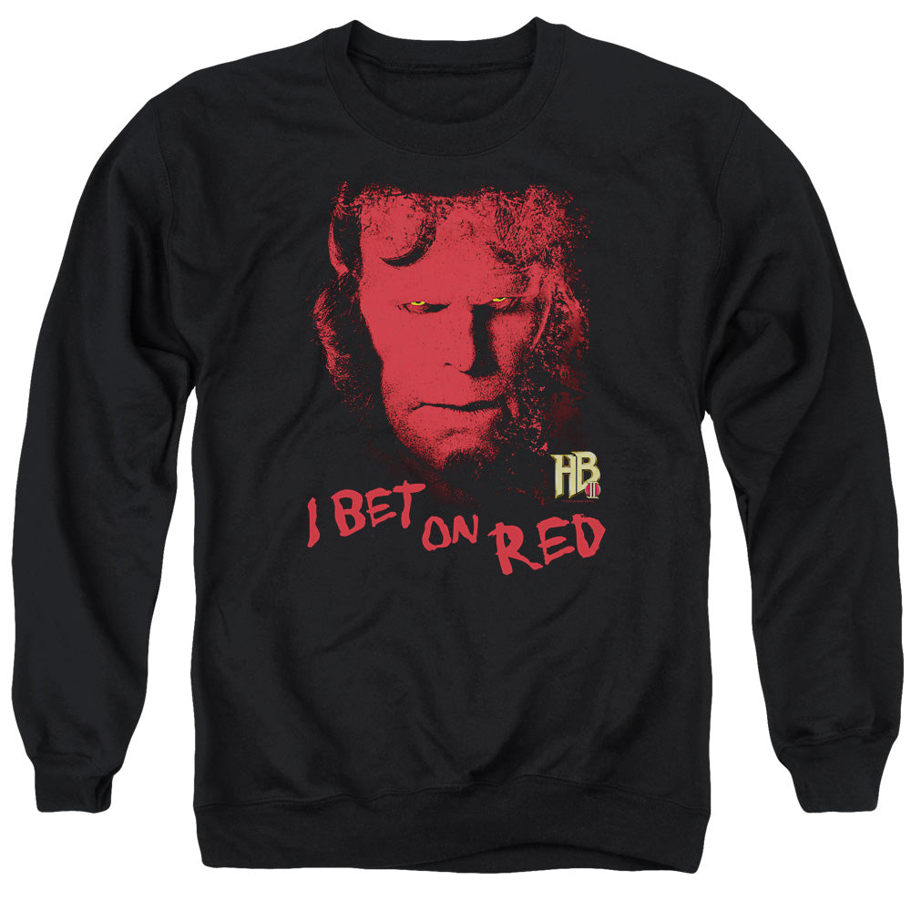 AN OFFCIALLY LICENSED HELLBOY II I BET ON RED ADULT UNISEX CREWNECK SWEATSHIRT BLACK