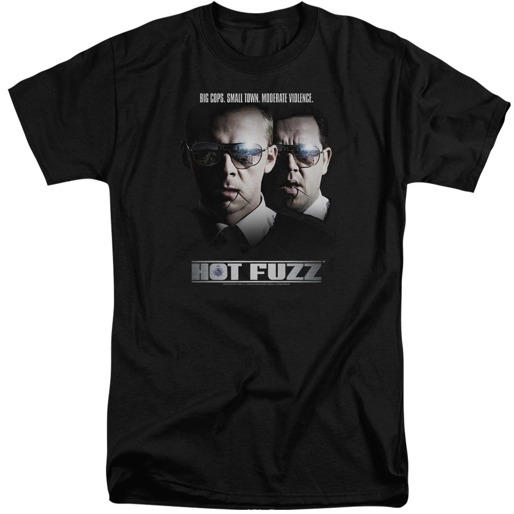 AN OFFCIALLY LICENSED HOT FUZZ BIG COPS MEN'S TALL FIT T-SHIRT BLACK