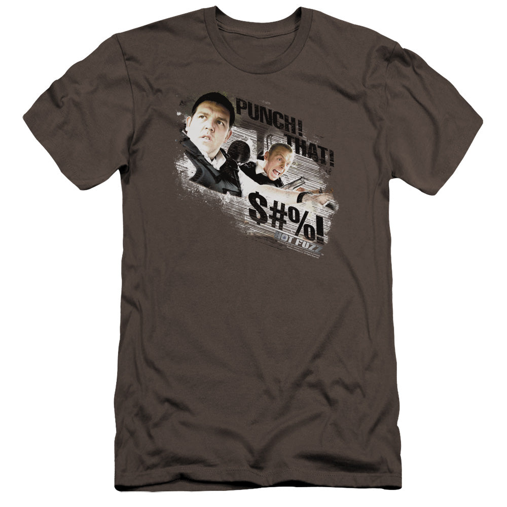 AN OFFCIALLY LICENSED HOT FUZZ PUNCH THAT MEN'S PREMIUM SLIM FIT T-SHIRT CHARCOAL