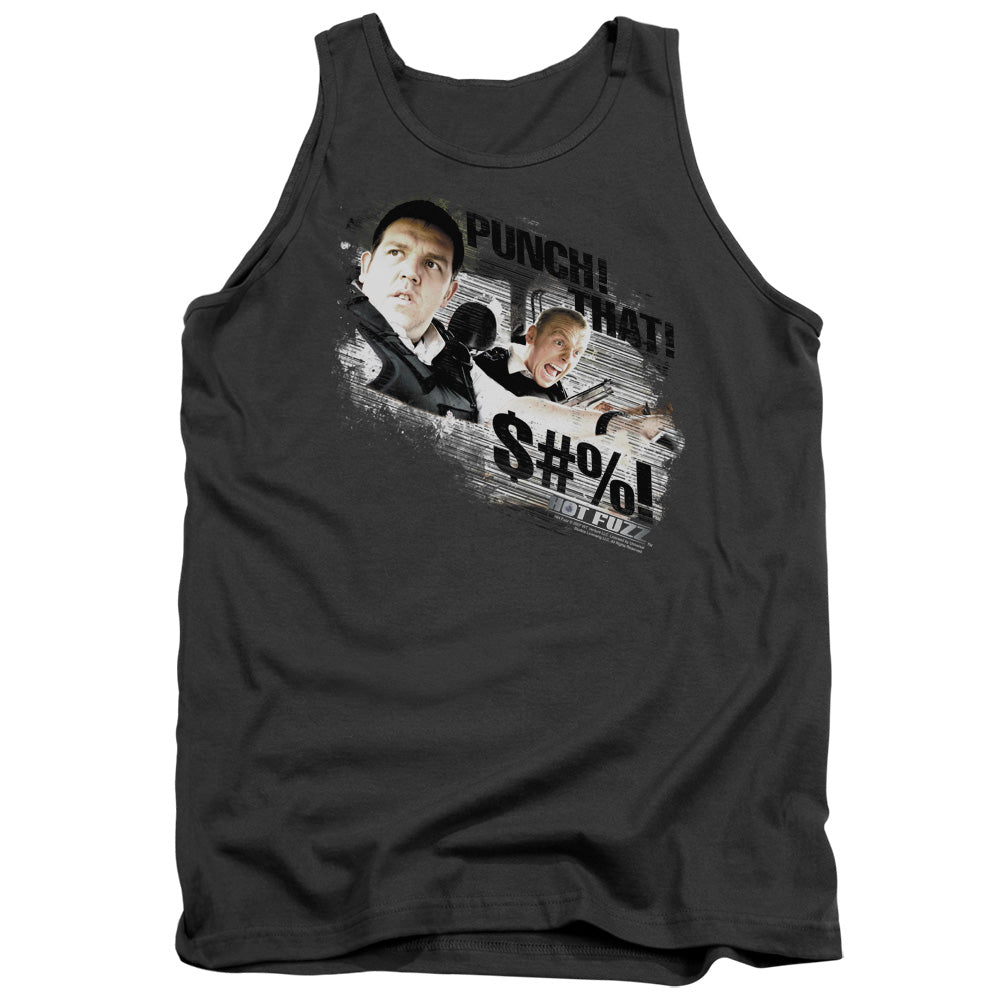 AN OFFCIALLY LICENSED HOT FUZZ PUNCH THAT ADULT UNISEX TANK TOP CHARCOAL