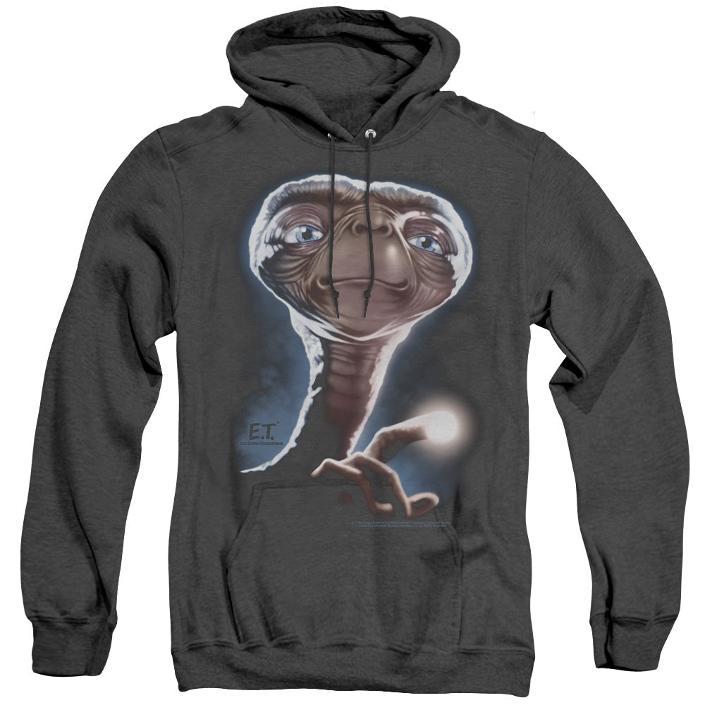 AN OFFCIALLY LICENSED ET PORTRAIT ADULT UNISEX HEATHER PULLOVER HOODIE BLACK