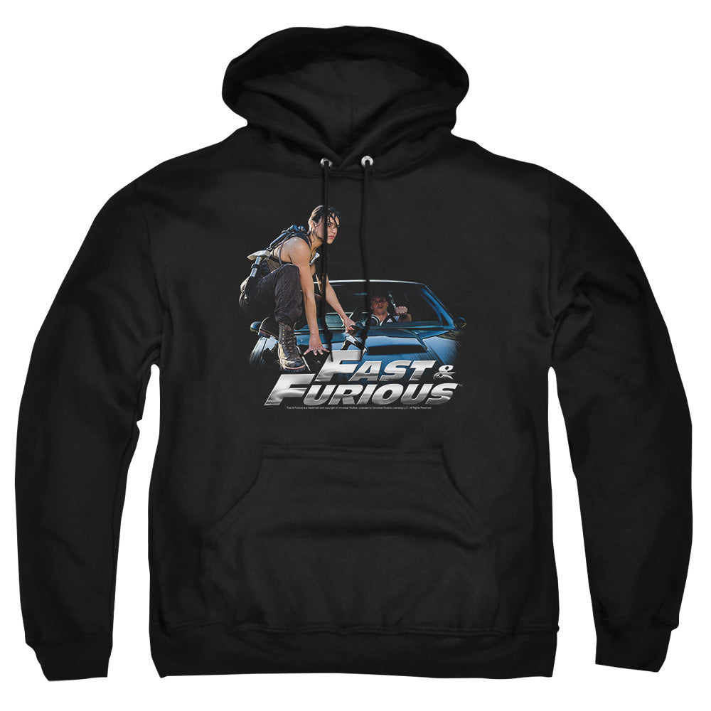 AN OFFCIALLY LICENSED FAST AND THE FURIOUS CAR RIDE ADULT UNISEX PULLOVER HOODIE BLACK
