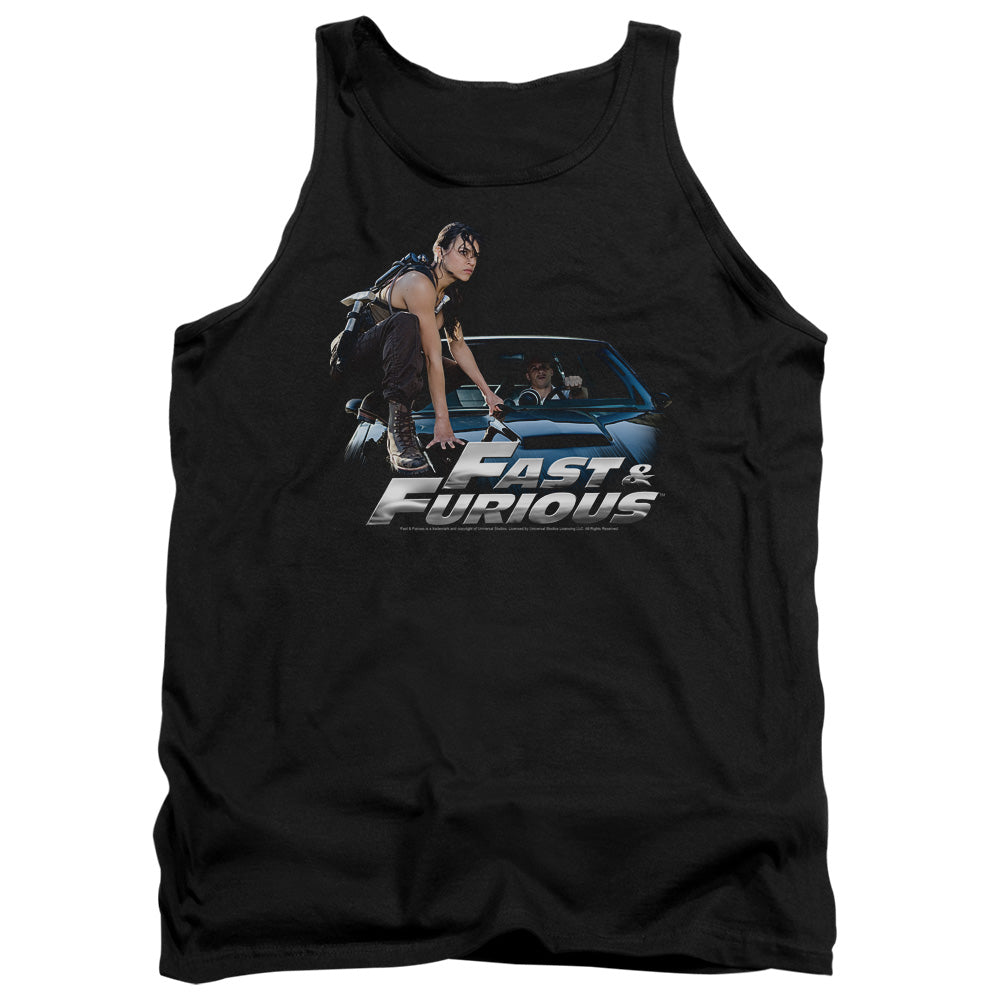 AN OFFCIALLY LICENSED FAST AND THE FURIOUS CAR RIDE ADULT UNISEX TANK TOP BLACK
