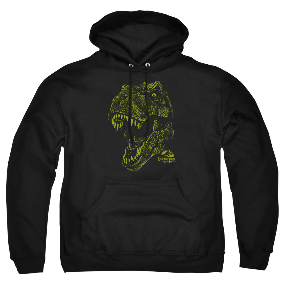 AN OFFCIALLY LICENSED JURASSIC PARK REX MOUNT ADULT UNISEX PULLOVER HOODIE BLACK