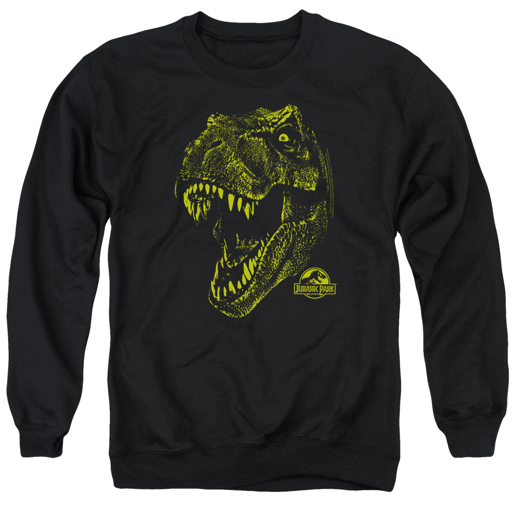 AN OFFCIALLY LICENSED JURASSIC PARK REX MOUNT ADULT UNISEX CREWNECK SWEATSHIRT BLACK