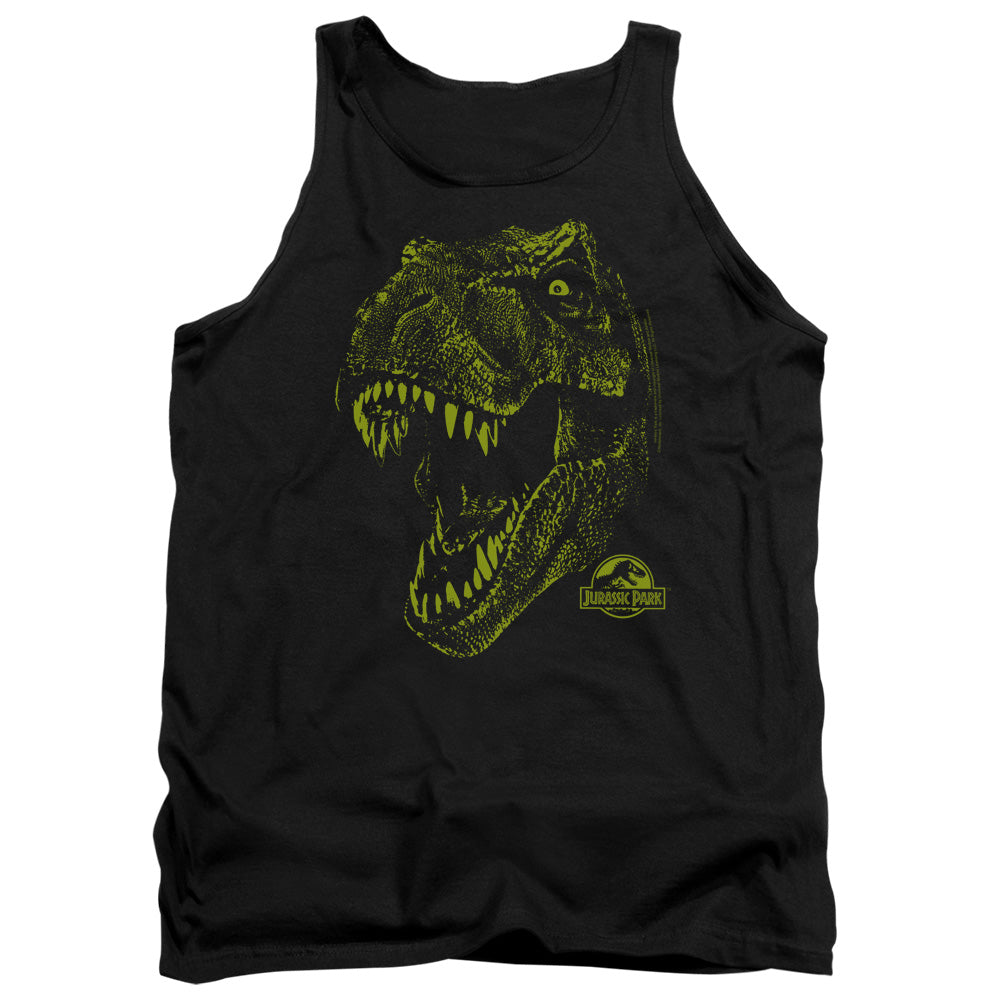 AN OFFCIALLY LICENSED JURASSIC PARK REX MOUNT ADULT UNISEX TANK TOP BLACK