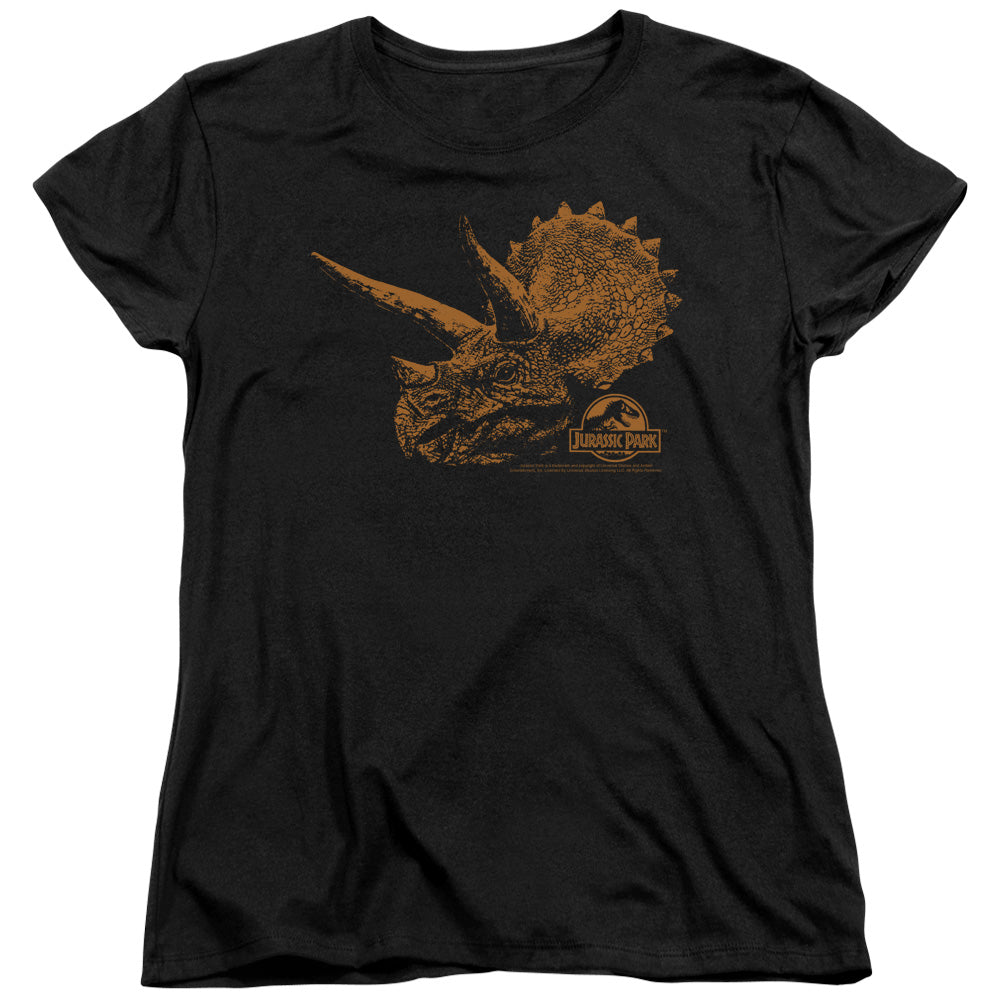 AN OFFCIALLY LICENSED JURASSIC PARK TRI MOUNT WOMEN'S REGULAR FIT T-SHIRT BLACK