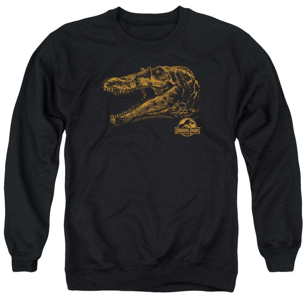 AN OFFCIALLY LICENSED JURASSIC PARK SPINO MOUNT ADULT UNISEX CREWNECK SWEATSHIRT BLACK