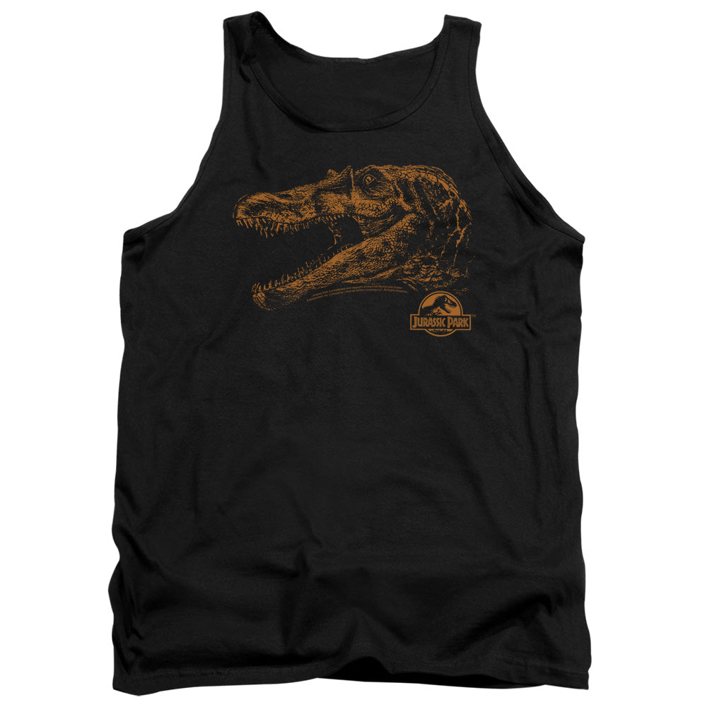 AN OFFCIALLY LICENSED JURASSIC PARK SPINO MOUNT ADULT UNISEX TANK TOP BLACK
