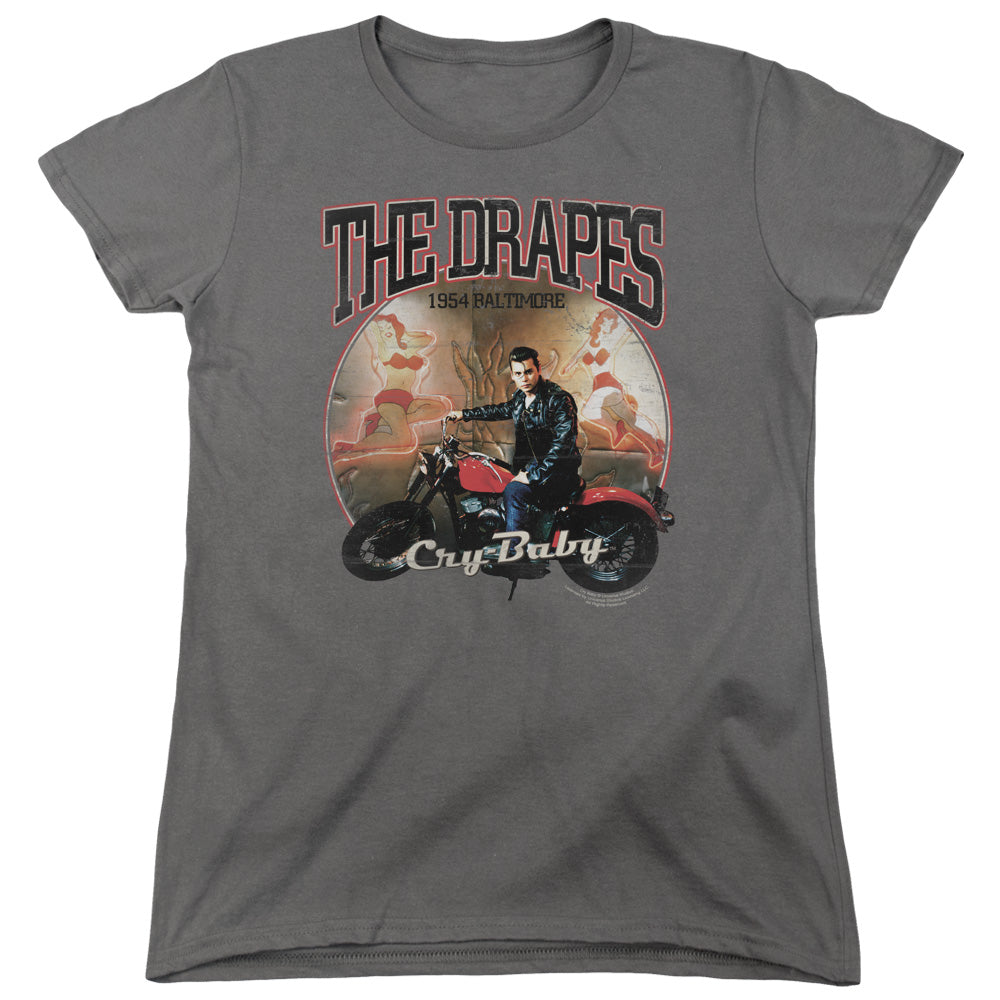 AN OFFCIALLY LICENSED CRY BABY DRAPES WOMEN'S REGULAR FIT T-SHIRT CHARCOAL