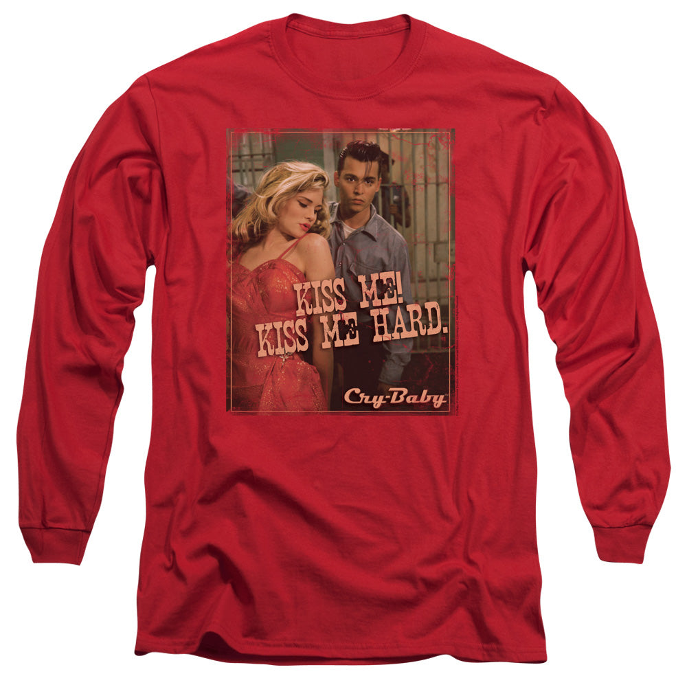 AN OFFCIALLY LICENSED CRY BABY KISS ME MEN'S LONG SLEEVE T-SHIRT RED