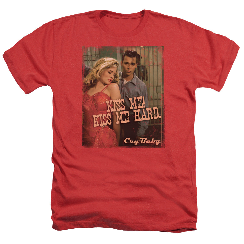 AN OFFCIALLY LICENSED CRY BABY KISS ME MEN'S HEATHER T-SHIRT RED