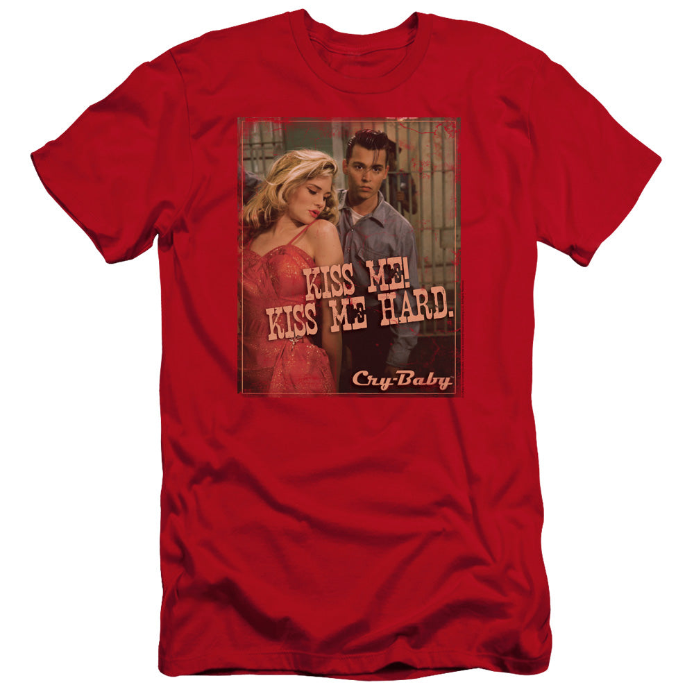 AN OFFCIALLY LICENSED CRY BABY KISS ME MEN'S PREMIUM SLIM FIT T-SHIRT RED