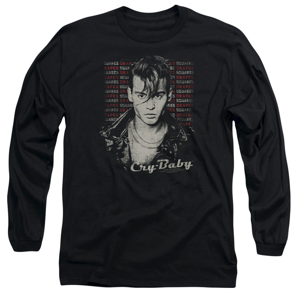 AN OFFCIALLY LICENSED CRY BABY DRAPES & SQUARES MEN'S LONG SLEEVE T-SHIRT BLACK