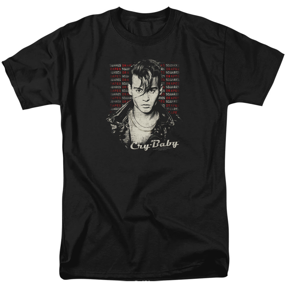 AN OFFCIALLY LICENSED CRY BABY DRAPES & SQUARES MEN'S REGULAR FIT T-SHIRT BLACK