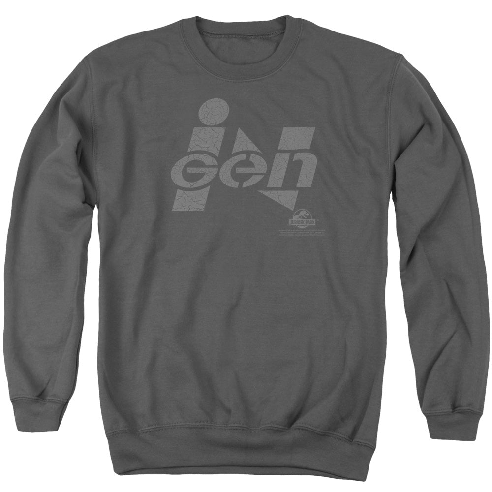 AN OFFCIALLY LICENSED JURASSIC PARK INGEN LOGO ADULT UNISEX CREWNECK SWEATSHIRT CHARCOAL