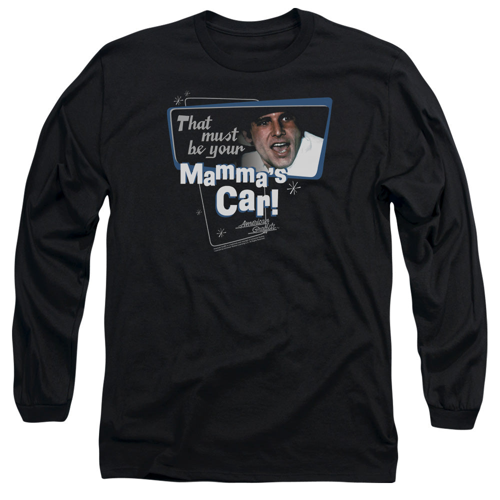 AN OFFCIALLY LICENSED AMERICAN GRAFITTI MAMMAS CAR MEN'S LONG SLEEVE T-SHIRT BLACK