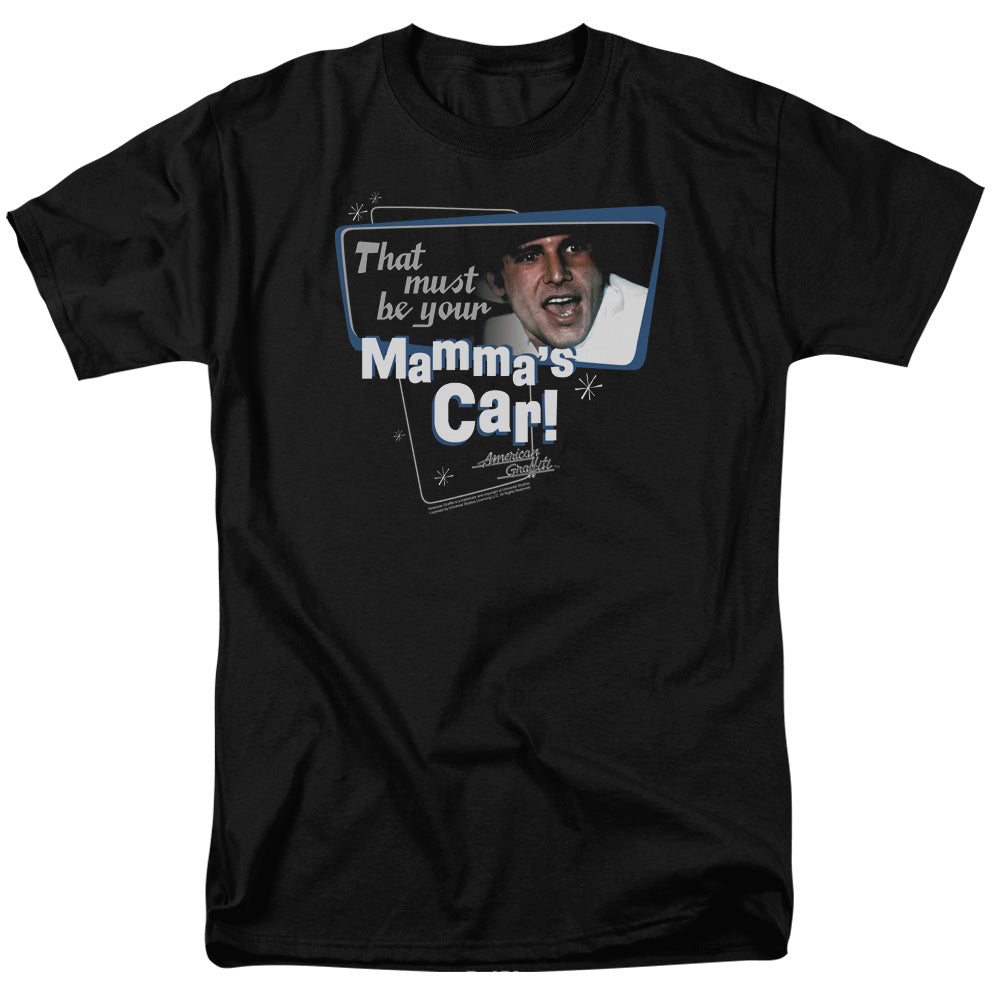 AN OFFCIALLY LICENSED AMERICAN GRAFITTI MAMMAS CAR MEN'S REGULAR FIT T-SHIRT BLACK