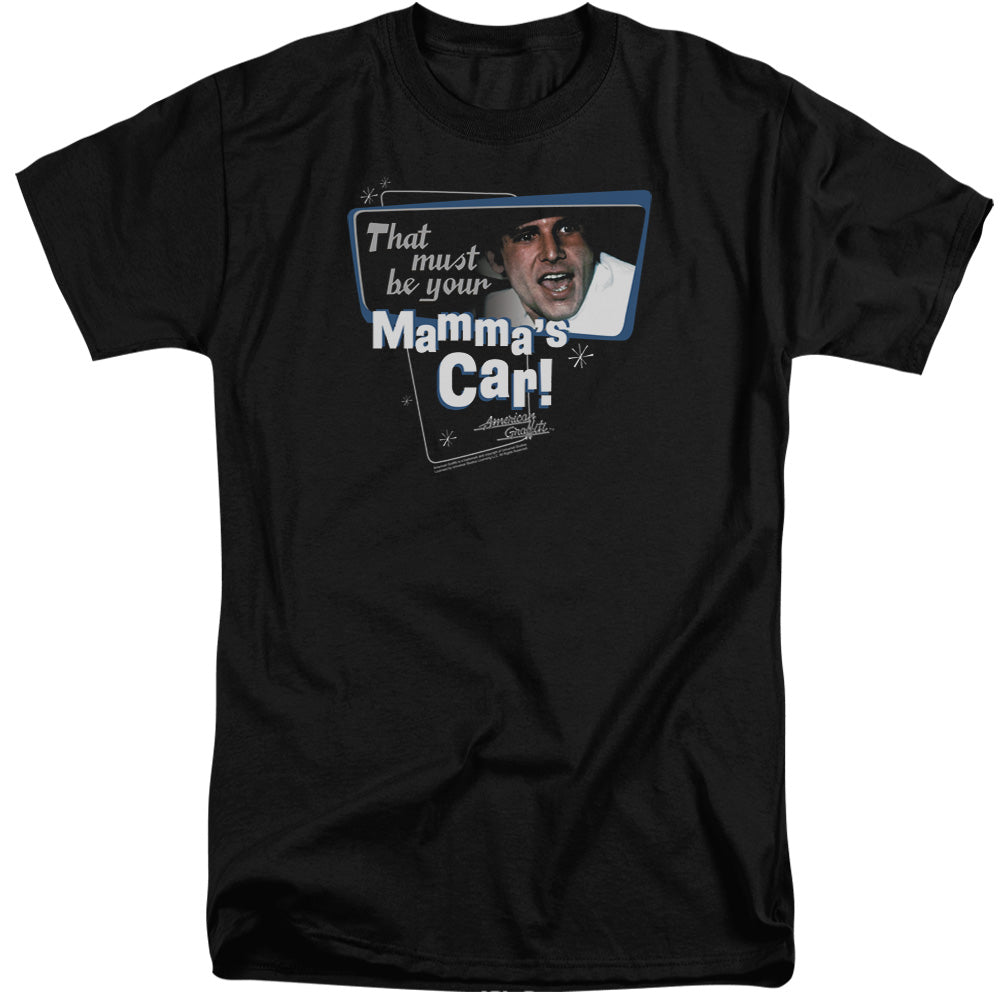 AN OFFCIALLY LICENSED AMERICAN GRAFITTI MAMMAS CAR MEN'S TALL FIT T-SHIRT BLACK
