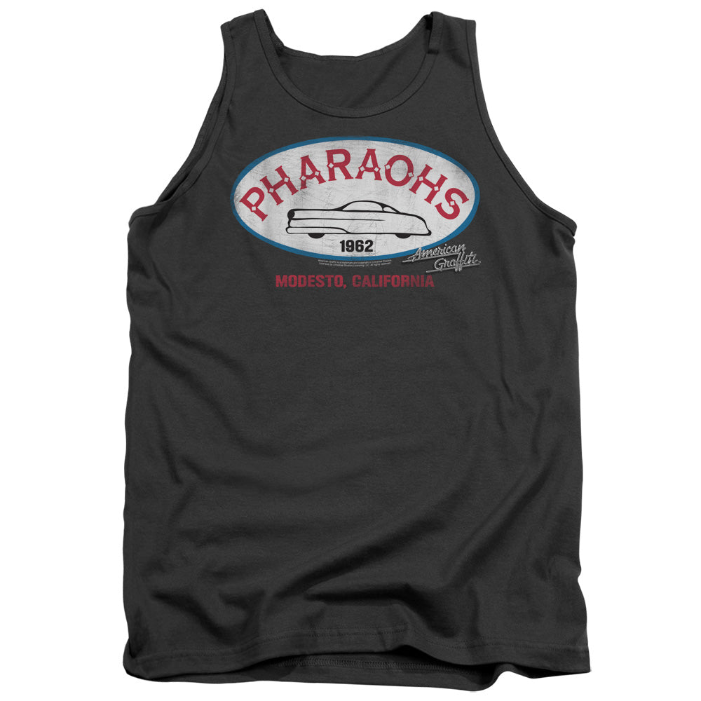 AN OFFCIALLY LICENSED AMERICAN GRAFFITI PHARAOHS ADULT UNISEX TANK TOP CHARCOAL